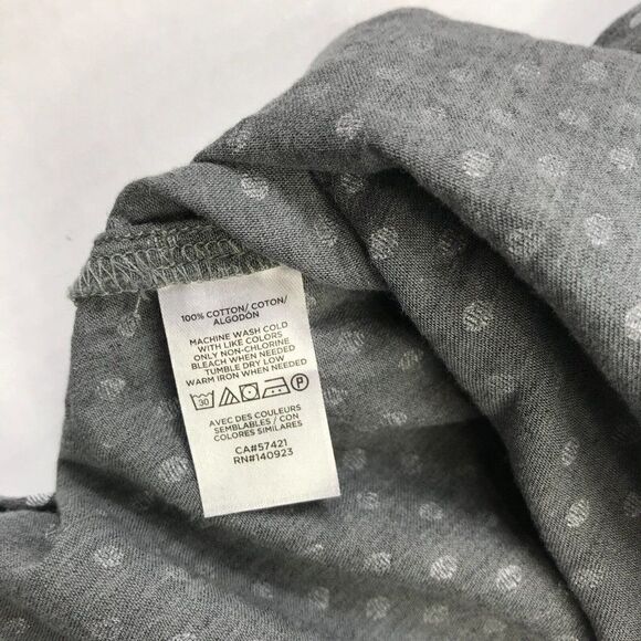 LOFT Womens Cotton Top Gray White Dot Print Button Down Shirt Long Sleeve Small - Picture 9 of 11